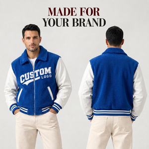 เสื้อแจ็คเก็ต Letterman แบบพรีเมียมสั่งทำพิเศษ ปักลายเชนิลล์ ตัวเสื้อทำจากผ้าขนสัตว์ แขนเสื้อทำจากหนัง สไตล์ลำลองแนวสตรีทแฟชั่น - Product Image 3