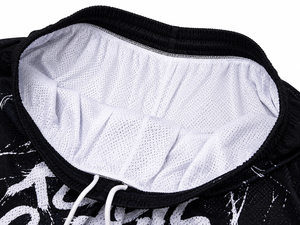 Regal Outfits <b>Men's</b> Black Mesh Basketball <b>Shorts</b> With <b>White</b> Logo Print Drawstring Waist Street Style <b>Short</b> <b>Shorts</b> - Product Image 5