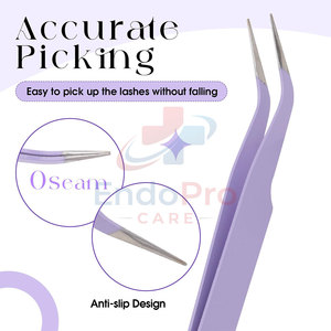 Pinzas de extensión de pestañas de calidad profesional para expertos, pinzas de extensión con agarre suave. - Product Image 6
