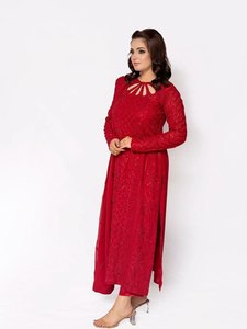 Conjunto de Kurti y Pantalón de Seda Amarilla con Diseño de Cuello Elegante, Largo hasta la Rodilla, con Dupatta, Especial para Karva Chauth/Bodas/Fiestas, para Mujer - Product Image 2