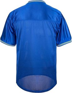 Blue V-Neck Mesh Football Jersey Short Sleeve Lightweight Polyester Sport T-Shirt <b>Red</b> Jersey - Product Image 3