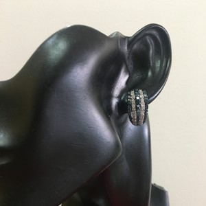 925 Sterling <b>Silver</b> 1.78 Ct Round White Blue Diamond Huggie Hoop <b>Earrings</b> Ladies Womens Everyday Wear Wholesale <b>Wedding</b> Jewelry - Product Image 4