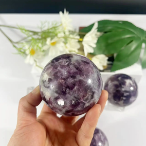 Natural Amethyst <b>Crystal</b> <b>Sphere</b> Polished Stone Ball with Wooden Stand Ruhi Agate Gujarat Home Decor Feng Shui Meditation Gift - Product Image 1