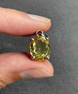 Colgante de Citrino Facetado Genuino, Plata de Ley 925, Engaste de Tensión, Citrino Amarillo Creado en Laboratorio, Chapado en Oro Vintage, Joyería para Mujer - Product Image 1