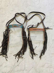 มือเครื่องมือแกะสลักหนัง Fringe ใสกระเป๋าสตางค์มีสไตล์หลายใช้สีเทอร์ควอยซ์สําหรับผู้หญิงหลายใช้ - Product Image 3