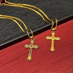 Vintage Gold Cross Pendant Necklace Colorful Crystal Rhinestone Christian Jewelry Gothic Religious Fashion Necklace for Women - Product Image 2
