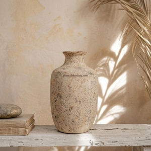 Vase Urne de Sol Rustique en Terre Cuite Crème Médiane, Pot en Céramique Façonné à la Main, Vase Décoratif de Table en Céramique, Vente en Gros - Product Image 3