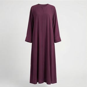 ชุดกิโมโนแบบสวมทับ OEM ปี 2025 ผ้าโพลีเอสเตอร์เนื้อนุ่มยืดหยุ่นสูง หนาขึ้น สำหรับผู้หญิงมุสลิม คอวี แขนยาว ประดับลูกปัด ความยาวระดับข้อเท้า - Product Image 1