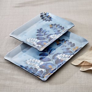 Modern Rectangular Metal Handicraft <b>Decorative</b> Serving Tray with Leaf Pattern for Wedding & Birthday Events Home Hotel Cafe Use - Product Image 1