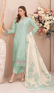 Faux Georgette Semi-<b>Stitched</b> Salwar Kameez with Embroidery Work-Modern Style for Wedding Prom & Party Occasions - Product Image 2