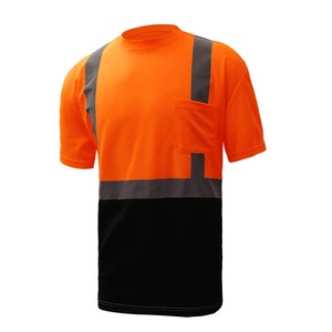 High Visibility O Neck Half Sleeve Workwear Shirt Reflective <b>Tape</b> Multi Pocket Design Practical Hi Vis Work Shirt for Men - Product Image 6