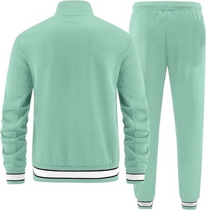 Unisex Mint Green Color Blocking Tracksuit Full Length <b>Zipper</b> <b>Jacket</b> With Side Pockets Casual Autumn Wear Regular Fit - Product Image 4
