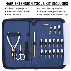 Advanced Stainless Steel Hair Extension Tools Set Micro Bead Crimping Pliers Keratin Bond <b>Cutter</b> Loop Hook Thread Scissors - Product Image 2