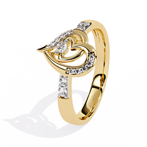 Anillo de oro macizo de 14k para mujer con diseño minimalista en forma de corazón y diamante de corte redondo, ideal para regalo, compromiso, aniversario, boda. - Product Image 4