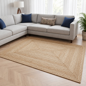 Alfombra Rectangular Moderna de Yute Natural Tejida a Mano, Ecológica, para Sala de Estar, Dormitorio u Oficina - Product Image 2