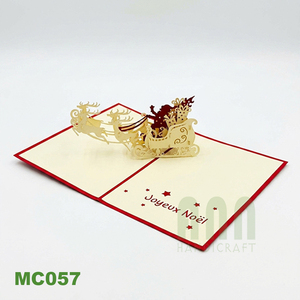 การ์ดอวยพรทำมือ ANN HANDICRAFT แบบกำหนดเอง ลายซานต้าขับเลื่อน 3 มิติ ตัดด้วยเลเซอร์ ปั๊มร้อน พิมพ์ออฟเซ็ต - Product Image 6