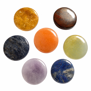 Cristaux Rozrin, disques de pierres précieuses polies, forme circulaire, ensemble de chakras, art Feng Shui, objet de collection - Product Image 1