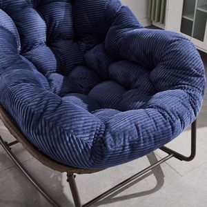 Sedia a dondolo da esterno in rattan blu navy con cuscino imbottito per portico, soggiorno, patio, giardino - Product Image 2