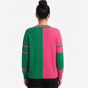 Cardigan d'hiver personnalisé rose et vert vintage pour femme, col en V, pull de sororité en acrylique tricoté, séchage rapide, broderie frontale bicolore - Product Image 6
