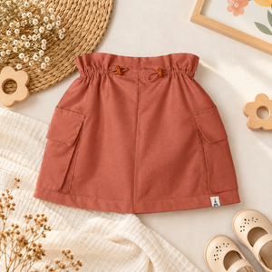 <b>Elastic</b> <b>Waist</b> Cargo Mini <b>Skirt</b> With Pockets Solid Color Cotton Bamboo Fiber Women's Casual <b>Skirt</b> All Seasons - Product Image 1