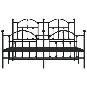 Cadre de lit king-size en acier noir thermolaqué, lit rectangulaire en métal - Product Image 5