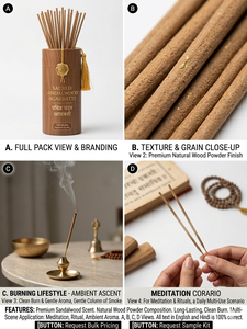 Bâtons d'encens Agarbatti en bois de santal indien de qualité supérieure, durables, parfumés, naturels, longue durée, pour la Puja, la méditation, la fragrance d'intérieur | - Product Image 3