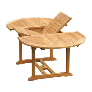 Table d'extérieur rectangulaire moderne en teck massif avec plateau pliant papillon pour patio, jardin, terrasse et repas en plein air - Product Image 1