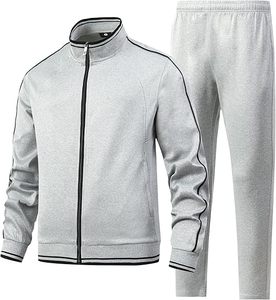 Ensemble de survêtement bleu marine pour homme, manches longues, fermeture éclair, col montant, pantalon de jogging sportif, respirant, polyester, automne, coupe classique pour adulte - Product Image 6