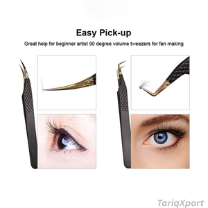 Outils professionnels de haute précision en acier inoxydable pour extensions de cils, ensemble de 4 ou 5 pinces à cils avec brosse à cils pour salon et domicile - Product Image 3