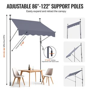 Tenda da Sole Retrattile per Patio Sunsetter 59 x 47 Pollici con Manovella Manuale, Tettoia Parasole per Esterni - Product Image 5