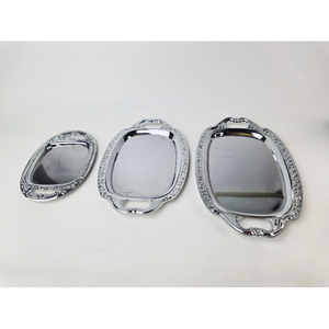 Aluminum Unique Shape Serving <b>Tray</b> With Handles Elegant Silver Platter For Fruits <b>Snacks</b> Beverages Tableware And Gifting Supply - Product Image 2