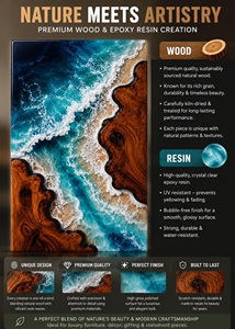 Ocean Wave Resin Wood Urn Live Edge Coastal Decor Handmade Eco-Friendly Durable AHTE MANUEXPO - Product Image 5