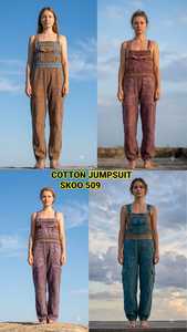 SK NOOR SONS présente une combinaison en coton pour femmes, taille haute, col carré, longueur intégrale, décoration vintage, 100% coton - Product Image 4