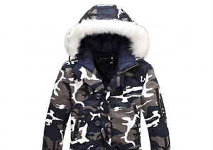 Men's Camouflage Hooded Parka Long Overcoat With Fur Lining <b>Waterproof</b> Thick Winter <b>Coat</b> <b>Knee</b> <b>Length</b> Notched Lapel Single - Product Image 3