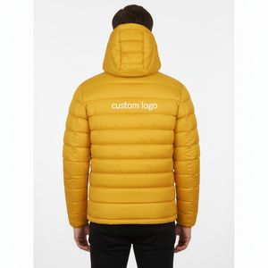 Chaqueta Acolchada con Capucha para Hombre, Color Amarillo, Relleno de Algodón, Impermeable, con Logotipo Frontal, Informal, Cálida para Invierno, con Cierre - Product Image 6