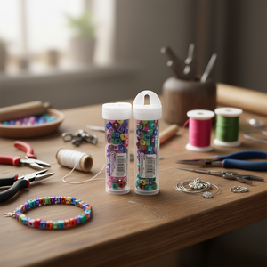 Perles lettres Ilan 6x6mm 15g Tube Perles alphabet colorées pour la création de bijoux - Product Image 2