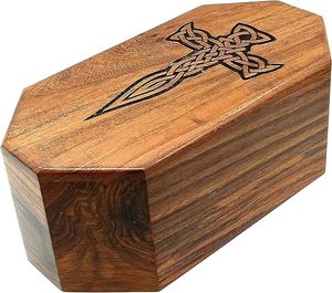 Small wooden cremation urn 8 inch memorial urn wooden ashes container funeral <b>keepsake</b> urn decorative wooden memorial <b>box</b> - Product Image 2