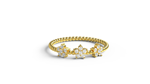 Anillo Apilable Minimalista de Oro de 18K con Banda de Diamantes Redondos, Anillo de Promesa con Banda de Cuentas, Joyería Fina para Mujer - Product Image 1