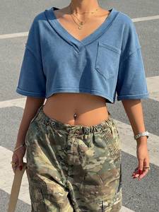 Nuevas camisetas de verano 2026 personalizadas para mujer, tops cortos populares de streetwear, camiseta holgada vintage de alta calidad OEM - Product Image 5