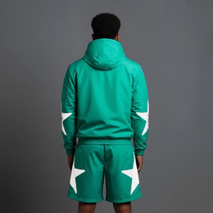 Ensemble décontracté d'été pour homme : survêtement deux pièces (hoodie et short) 100 % coton, grandes tailles, couleur unie, avec logo personnalisé imprimé - Product Image 4