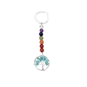 Llavero de cristal de alta calidad, Howlite Turquesa, Siete Chakras, Llavero con diseño de Búho, Piedra Natural en forma de Corazón, Regalos para Mujeres - Product Image 1