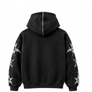 Nueva Sudadera con Capucha de Invierno Personalizada con Pedrería y Diseño de Estrella de Esqueleto Integrado, 100% Algodón, Oversize y Transpirable - Product Image 2