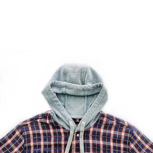Chemise à carreaux à capuche en flanelle de coton doux, style streetwear personnalisé, fabrication sur mesure, marque privée, pour l'automne, à boutons. - Product Image 3
