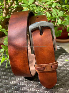 Nuevo elegante e informal hecho a mano de cuero genuino Real cinturón clásico para hombres personalizado grano completo desgastado cinturón de cuero Real para hombres - Product Image 2
