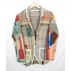Indian Cotton Vintage Kantha <b>jacket</b> with <b>mandarin</b> <b>collar</b> and pockets button Autumn/Winter High Quality Quick Dry Plus <b>Jacket</b> - Product Image 5