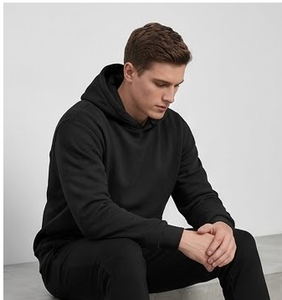 <b>Plain</b> <b>Black</b> Pullover <b>Hoodie</b> (or Men's Blank Fleece <b>Hoodie</b> / Kangaroo Pocket <b>Hoodie</b>) - Product Image 3