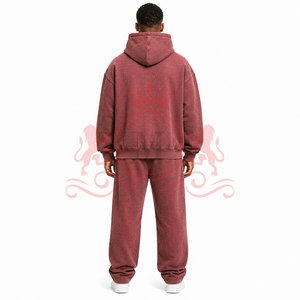 Ensemble de pantalon et sweat à capuche décontracté effet délavé, tissu premium, pour streetwear décontracté et usage quotidien - Product Image 3