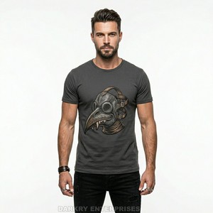 Camiseta Negra Personalizada para Hombre con Diseño Gráfico Gótico Victoriano, Estampado de Damasco y Colmillos, Camiseta Casual de Algodón, Proveedor Mayorista de Ropa OEM - Product Image 5