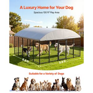 Grande Recinto per Cani da Esterno 9.8 X 9.8 X 5.4 ft, Resistente ai Raggi UV, Impermeabile, con Chiusura Sicura per Cani all'Aperto, Cuccia per Cani - Product Image 4