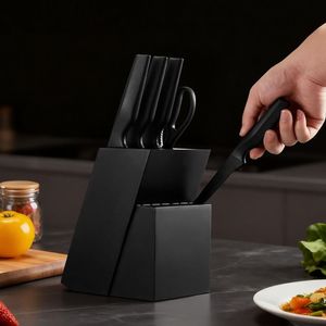 Set di 15 coltelli da cucina tedeschi in acciaio inossidabile ad alto tenore di carbonio con blocco affilacoltelli, manici Ergo in PP, coltelli in acciaio Damasco a 67 strati - Product Image 2